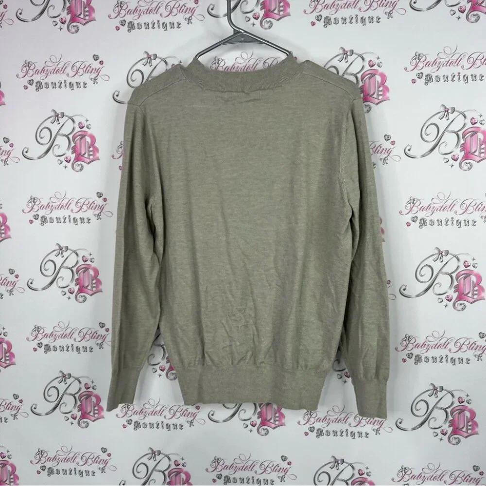 Bailey sweater long sleeve soft V-Neck Sweater grey beige